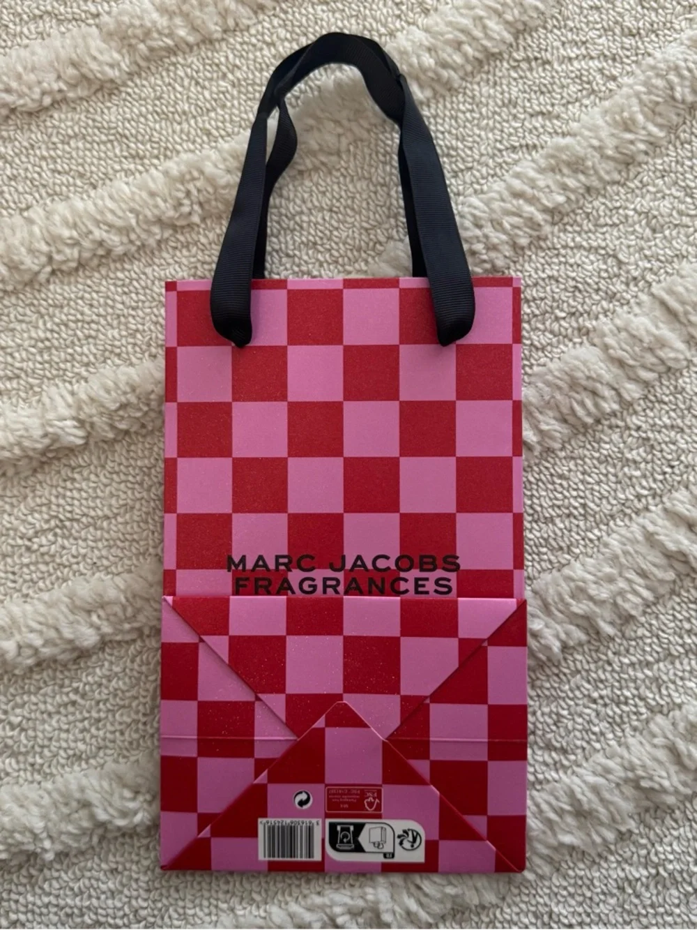 Marc Jacobs Fragrances Gift Bag Pink And Red Checkers Sparkles 9x5x4